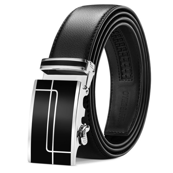 TANGCHAO Men's Belt,Leather Ratchet Belt Automatic Buckle for Men 1