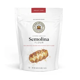 King Arthur Premium Semolina Flour: Coarse Ground, High Protein Durum Wheat for Perfect Pasta, Pizza, and Bread Making - Kosher, 3 lbs Resealable Bag, USA-Grown Wheat, Versatile Baking Ingredient