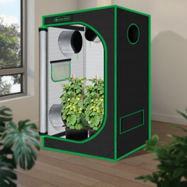 Green Hut 24"x36"x60"Grow Tent for Plants Mylar Hydroponic Grow Tents Indoor Grow Room for Plant Fruit Flower Veg with Removable Waterproof Floor Tray