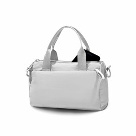8 inch Mini Gym Bag for Women & Men, Cute Gym Tote Bag Small Duffle Bags Lightweight for Travel Yoga Dance Workout, White Gray