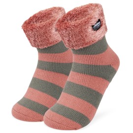 CityComfort Slipper Socks Women Teenagers - Fluffy Socks Non Slip Warm Fleece One Size Lounge Wear - Gifts for Women (Dusky Pink)