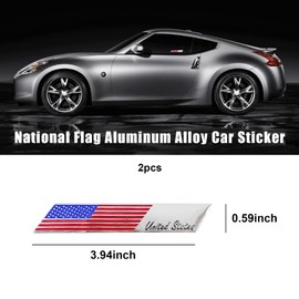 Dickno 2PCS American Flag 3D Metal Decal, Aluminum Alloy Car Emblem Stickers, Patriotic Stars Stripe USA Flag Auto Body Decoration, Universal Exterior Decor Accessories for Car SUV (Strip)