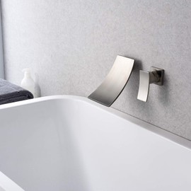 Sumerain Wall Mount Tub Filler,Brushed Nickel Waterfall Tub Spout for High Flow Rate