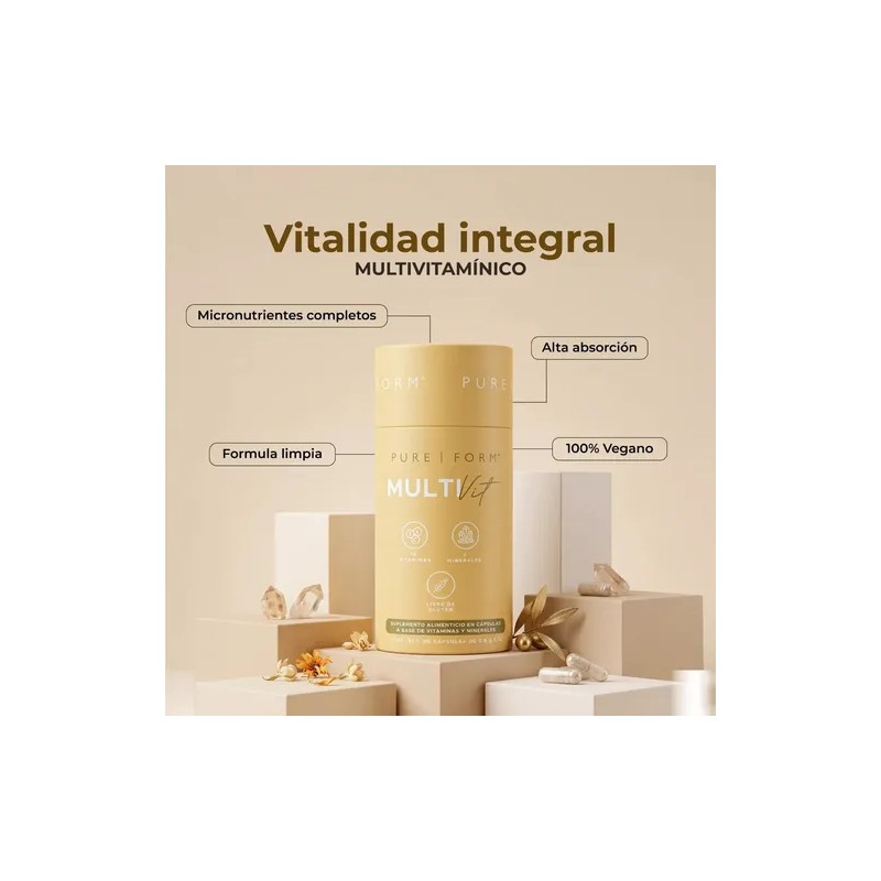 Pure Form Multivit Cápsulas Vitaminas Y Minerales Suplemento Sin Sabor