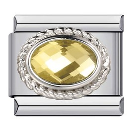 November Citrine Birthday Birth Stone Month Charm Silver Italian 9mm Link Stainless Steel Bracelet Charm Compatible With Nomination 9mm Bracelet