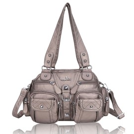 Angel Kiss Handbags Shoulder Bags Women Leather Large Capacity Shoulder Bag Women PU Leather with Adjustable Shoulder Strap Messenger Bag for Office Shopping Travel, pewter-1, Western