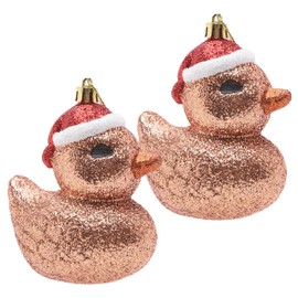 Christmas Concepts® Pack of 2-110mm (4.3") Rose Gold Glittery Festive Duck Baubles - Christmas Tree Decorations