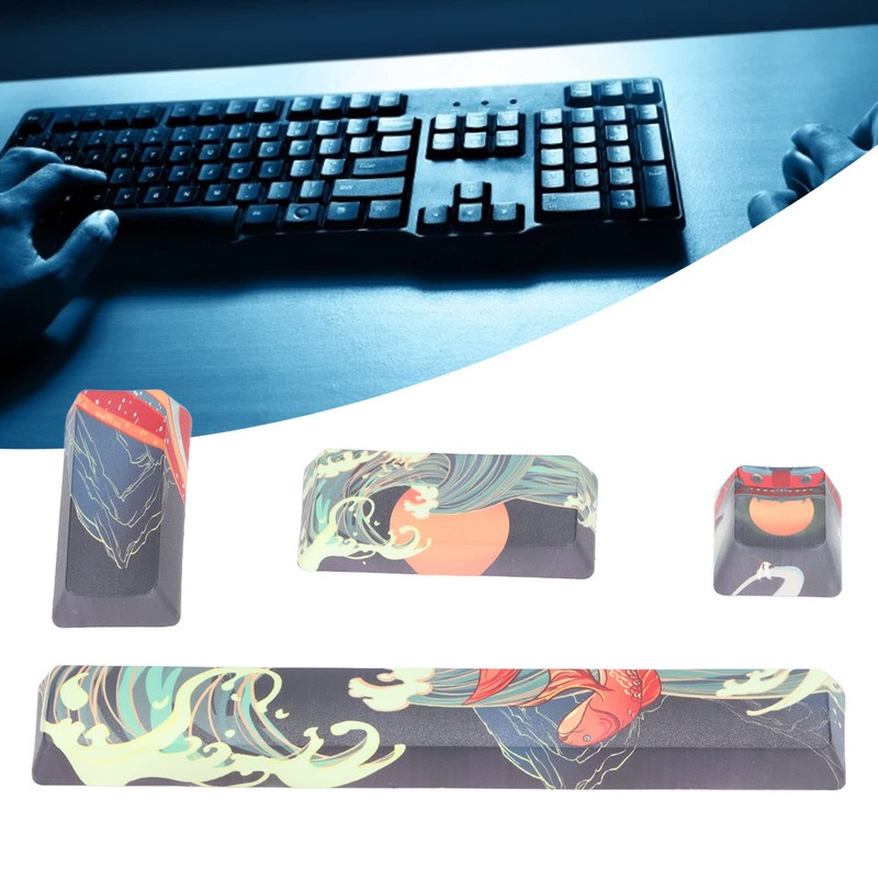 Sorandy 4pcs Custom Keycaps Style Bright Colours DIY PBT Cartoon