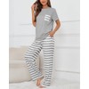 Atxnn Womens Pyjamas Cotton Pjs Set Round Neck Loungewear Striped