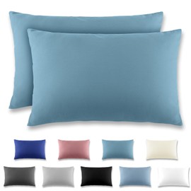 REDKEY Cushion Cover 50 x 70 cm, Set of 2 Pillowcases with Zip, Brushed Microfibre Cushion Cover for Cushions, Washable up to 40 °C, Aqua Blue