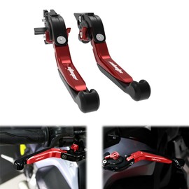 xitomer CNC Motorcycle Adjustable Brake Clutch Levers, Fit for KLR650 2018 2017 2016 2015 2014 KLR650 2008-2018, Foldable Extendable Motorcycle Handle Levers (Red)