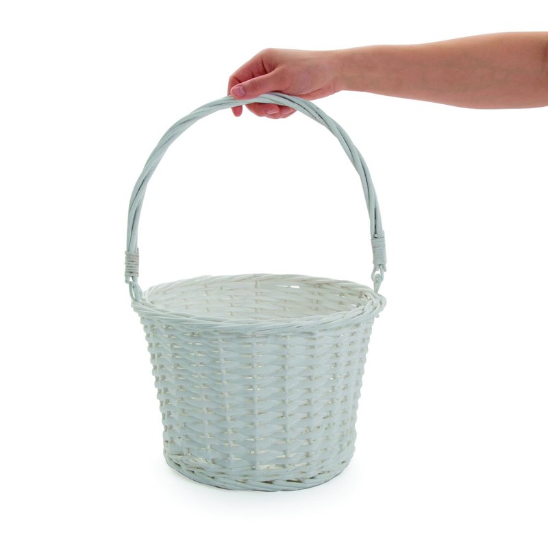White Easter Basket, Woven Wood, 12" Wide, Great For Easter