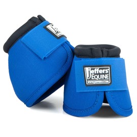 Jeffers Equine Ballistic Bell Boots - Blue, Large | Shock Absorbing Hoof Protection for Horses | Secure Double Hook & Loop Closure, Perfect for Travel, Training, & Equestrian Riding
