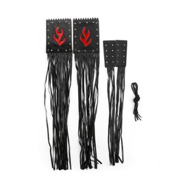 Mad Hornets Motorcycle Leather Handlebars Grip Lever Covers Fringe Clutch Brake for Cruiser, Black