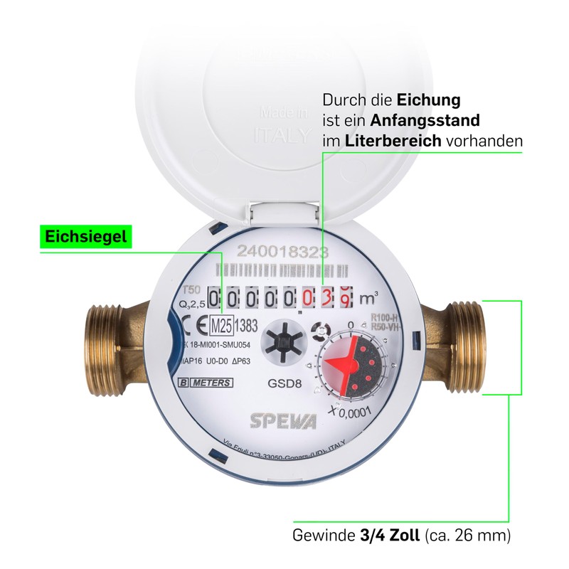 Water Metre, Frost Protected & Calibrated with UV Protective Cover