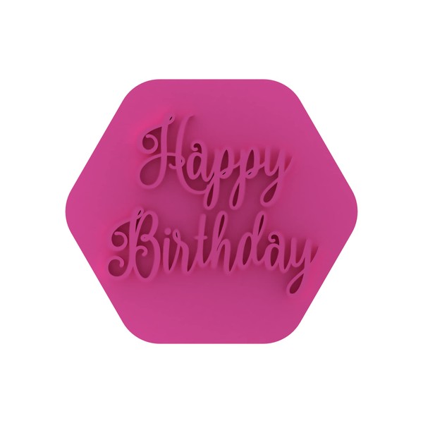 LissieLou Happy Birthday Cookie Stamp Icing Fondant Embosser in Curly