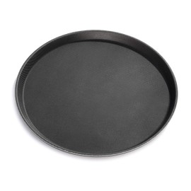 New Star Foodservice 24913 Non-Slip Tray, Plastic, Rubber Lined, Round, 11-inch, Black