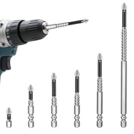 6PCS High-Magnetic Screwdriver Bits, 25–150 mm Anti-Slip Set for Impact Drivers, Durable Steel Hex Shank Drill Bits