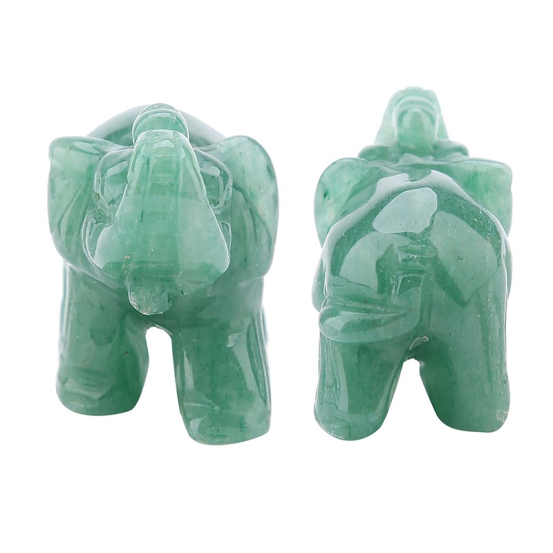 2inch Natural Jade Carved Elephant Crystal Figurine Home Decoration Furnishing