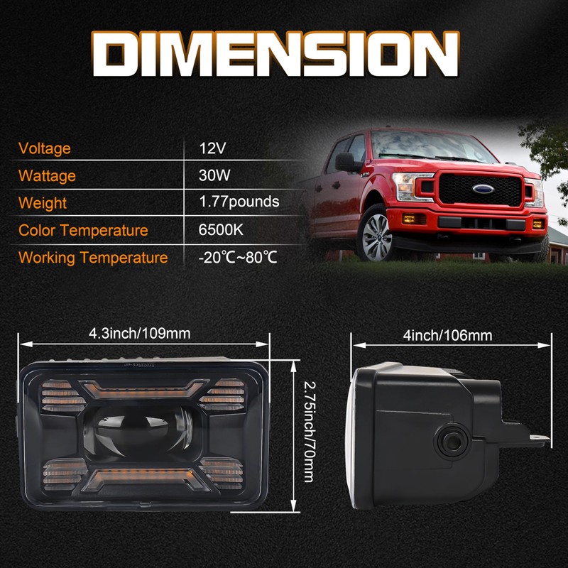 OCHYIT - Luces antiniebla LED F150 con luz antiniebla ámbar