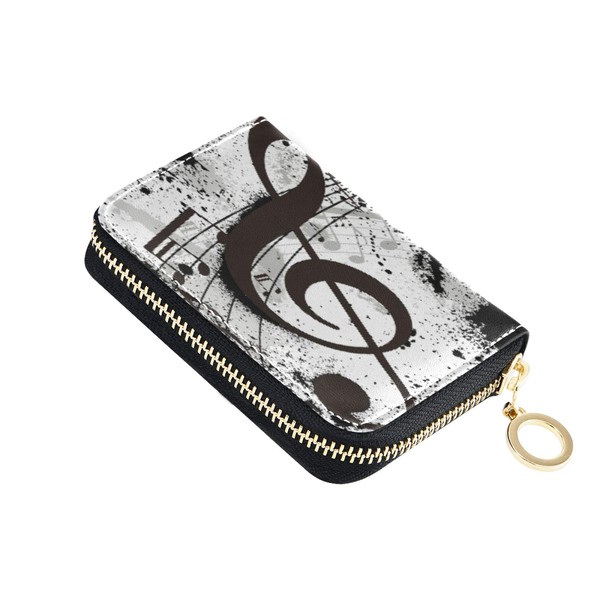 susiyo Black Background With Music Notes Credit Card Wallet, RFID