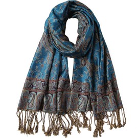 PASKMLNA Chal reversible de cachemira, colores elegantes, #27tq Azul/Morado, L