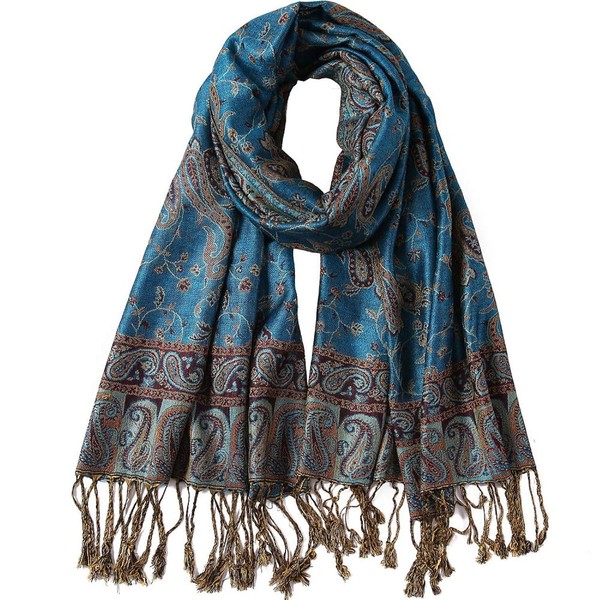 PASKMLNA Chal reversible de cachemira, colores elegantes, #27tq Azul/Morado, L