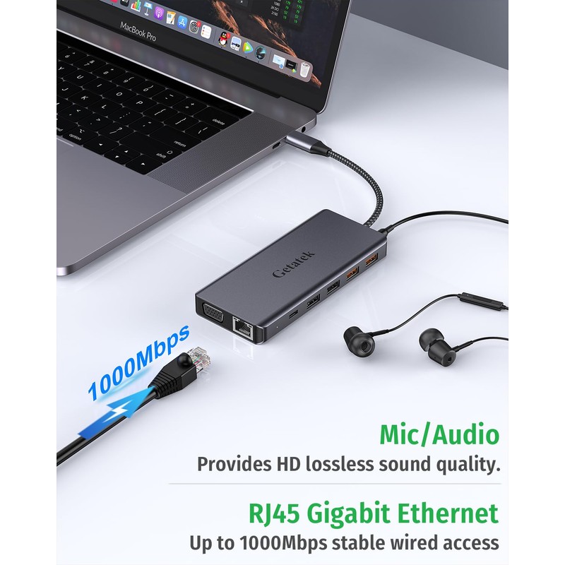 USB C HUB with 4K HDMI, USB C to Ethernet