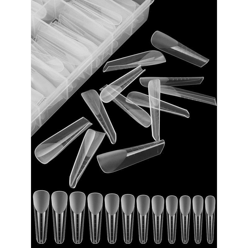 EBANKU 120 PCS Clear Matte Dual Nail Forms System Coffin