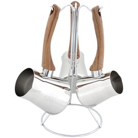 Serenk Cezve, Stainless Steel Turkish Coffee Pot, Greek Coffee Pot with Bakelite Handles, Moroccan Greek Briki Coffee Pot, Turkish Sand Coffee Maker Includes Hanging Base and 3 Different Sizes, Brown