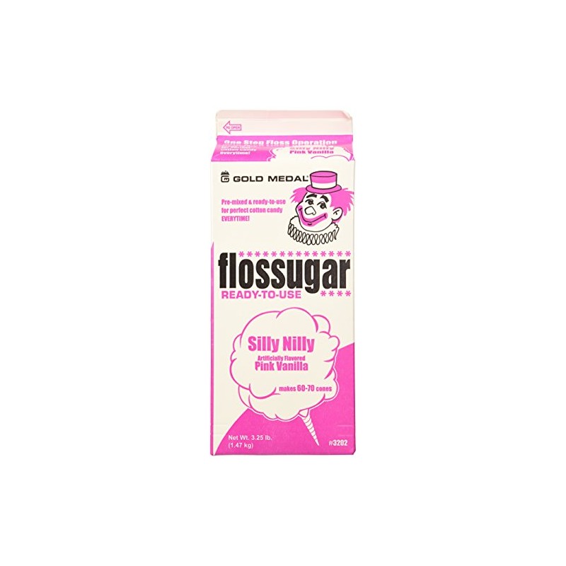 Gold Medal 3202 Pink Vanilla Flossugar, 1/2 Gallon Carton