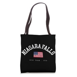 Niagara Falls NY Retro American Flag USA City Name Tote Bag