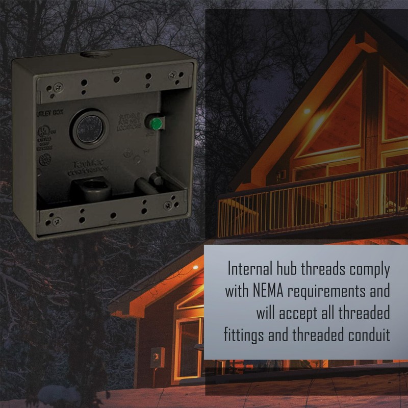 TayMac 4.5 x 4.5 Inch 2-Gang Bronze 2-in. Deep Weatherproof