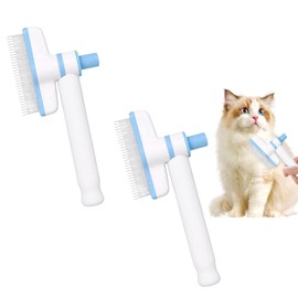 Pet flea removal comb, pet hair removal comb, special flea removal comb for cats and dogs, multifunctional pet comb with release button, cat and dog hair removal comb (2 packs)