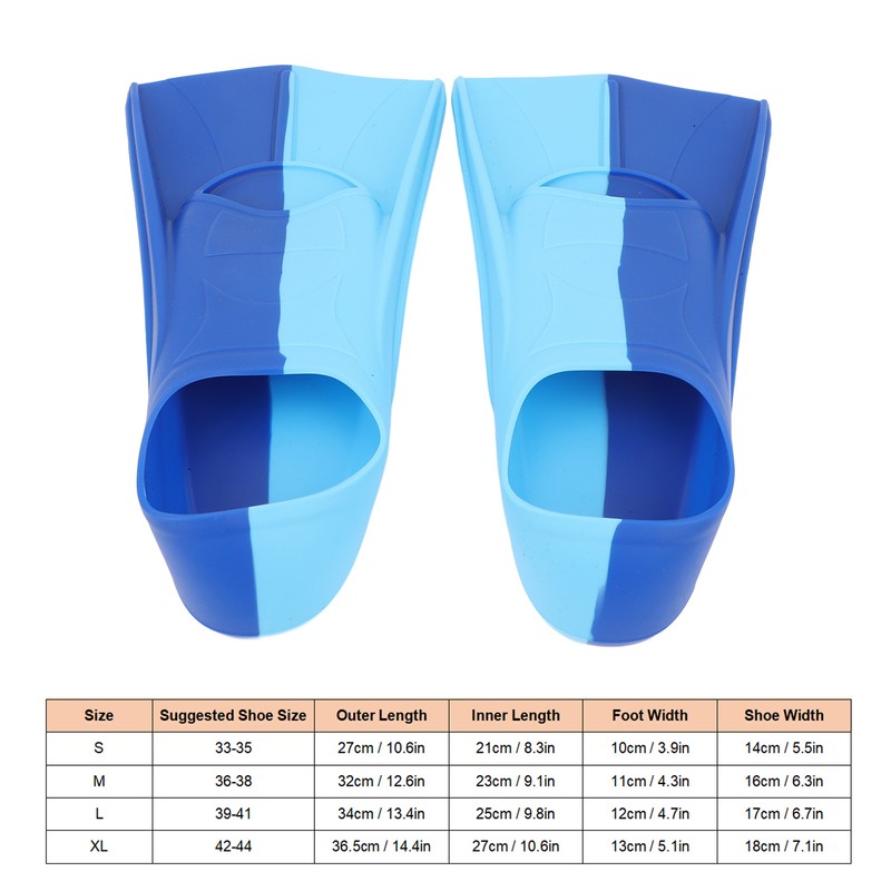 2pcs Swim Fins 2 Colour Blue Silicone Anti Slip Swimming