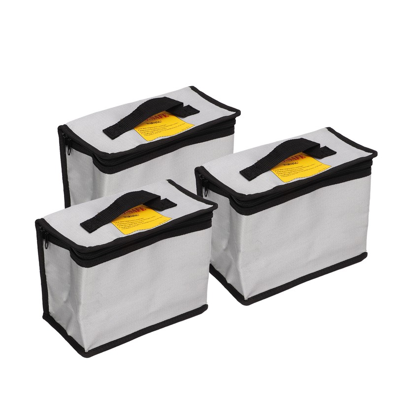 3PCS Lithium Battery Bag with Zipper Portable Fireproof Explosionproof Battery