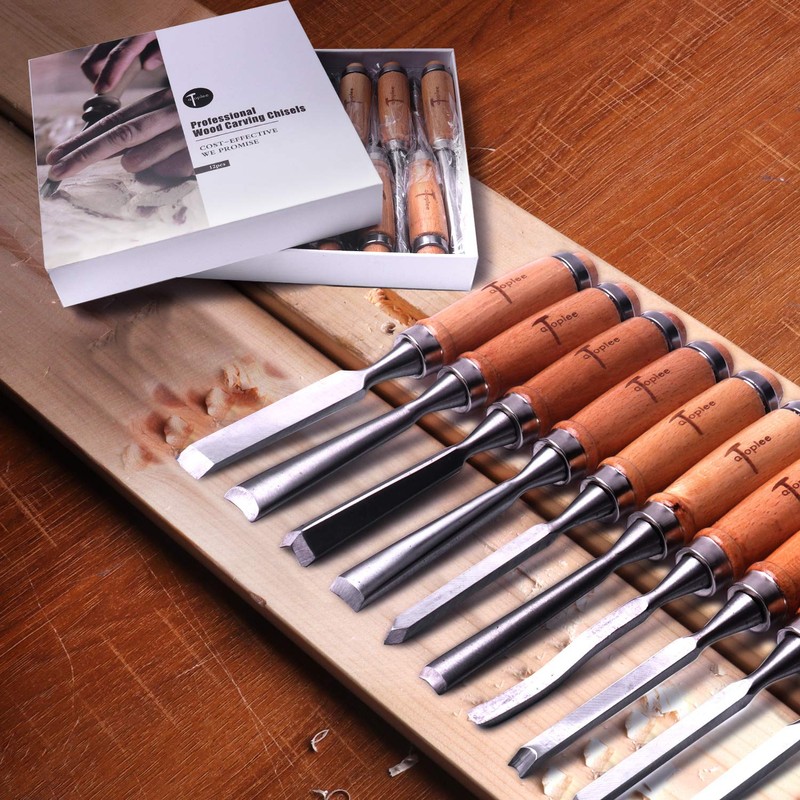 ATOPLEE 12pcs Wood Carving Chisel Set for Woodworking, Professional Wood