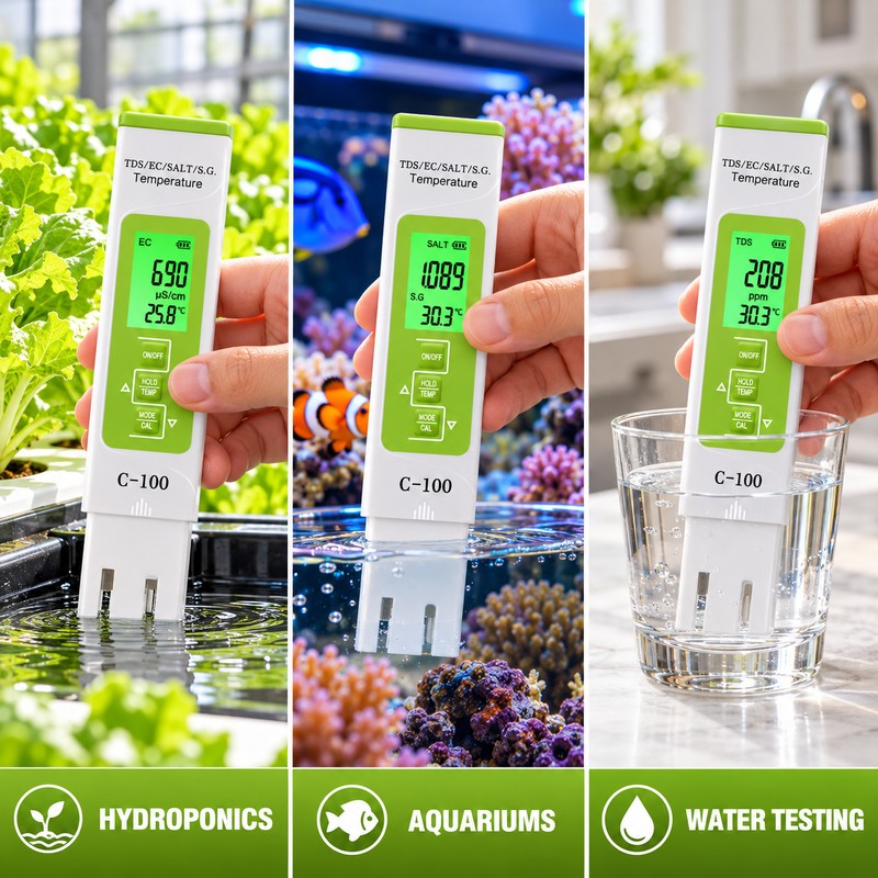 5-in-1 Digital Water Quality Tester for Hydroponics & Aquariums –