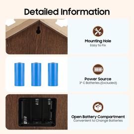 DYRABREST Cuckoo Clock Vintage Wall Clock Volume Control for Living Room, Tea Room, Office