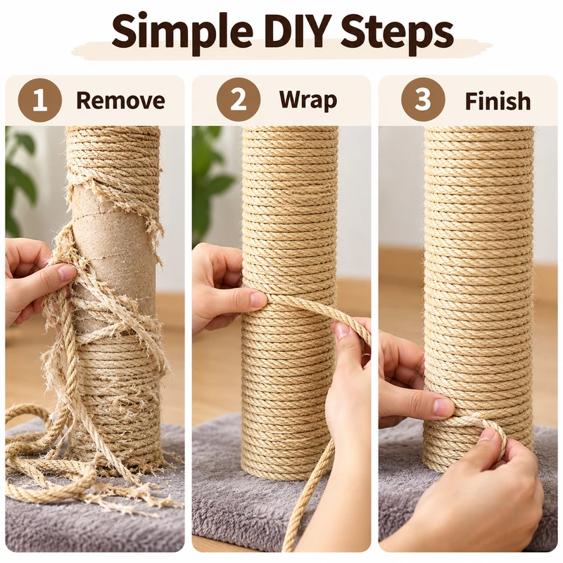 Natural Sisal Rope for Cat Scratching Posts – 4mm DIY