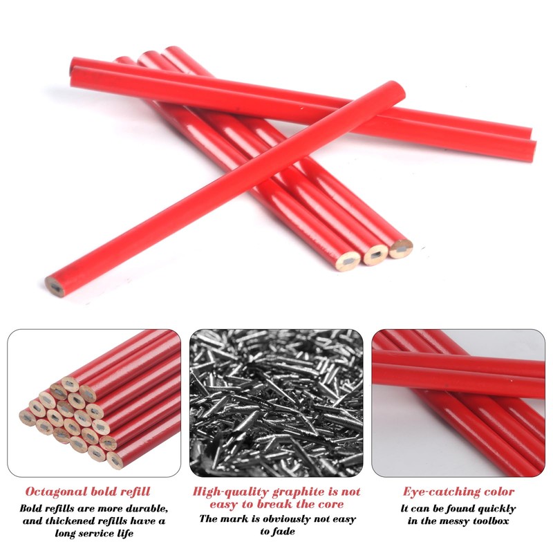 20 Pieces Carpenter's Pencils, Red Pencil, Construction Site, Construction Pencils,