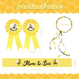 Bee Theme Yellow Mom to Be Sash Baby Shower Dad to Be Pin and Flower Crown Headband for Gender Reveals Party Baby Shower Party Favors Decorations for Boys and Girls Pregnancy Props Keepsake Gifts