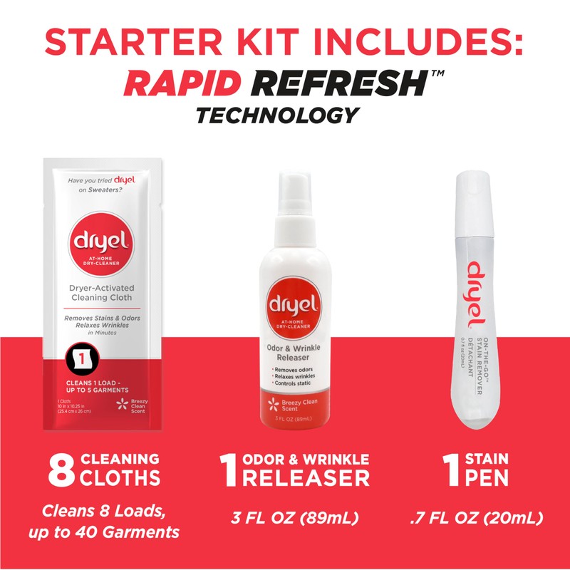 dryel At-Home Dry Cleaner Starter Kit with Wrinkle Release Spray,