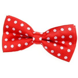 Retreez Men Classic Polka Dots Woven Microfiber Pre-tied Bow Tie (5") - Red with White Dots