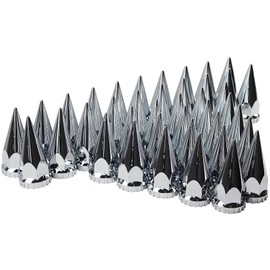 MRJLK Chrome ABS Complete Axle Cover Set with Hub Caps and 33mm Screw-On Spiked Lug Nut Covers for Semi Trucks (4 Rear)