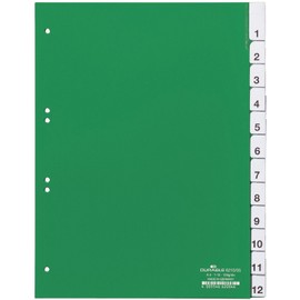 Durable 621005 1-12 Index File with Pre-Inserted Printed Inserts for A4 Sheets - Green