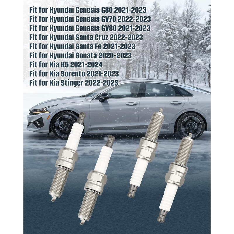 4Pcs Spark Plug Fit for Hyundai Genesis G80/GV70/GV80 Santa Sonata