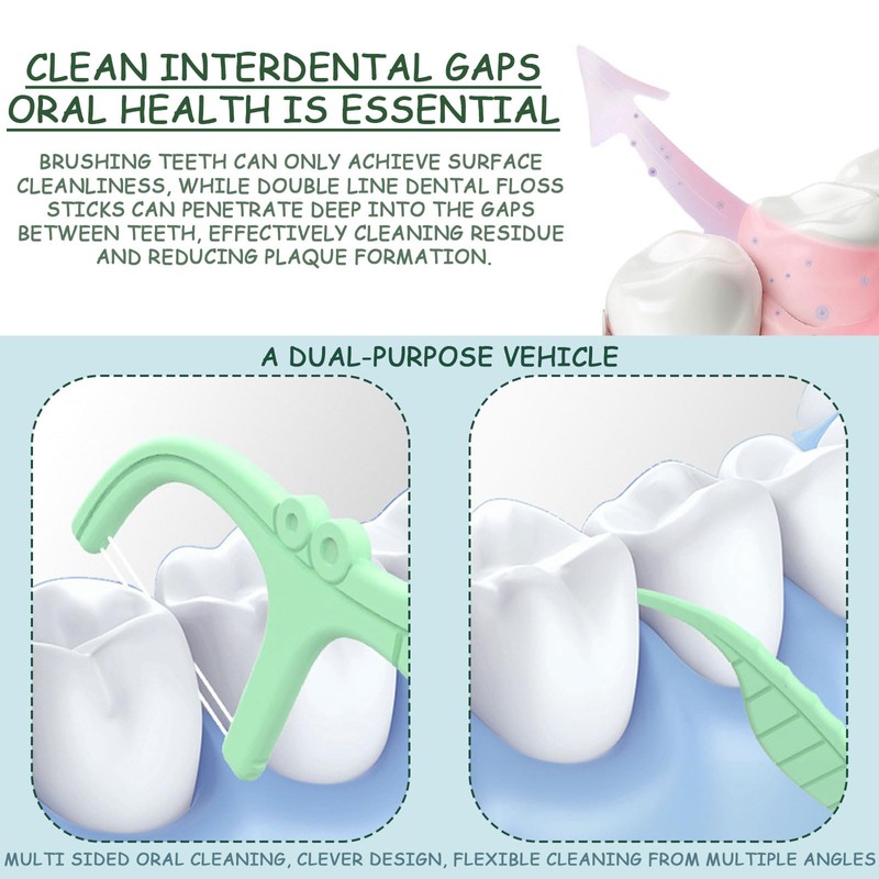 AYNKH 252 Zahnseide Stick, Reisezahnseide, Minz-Doppelzahnseidensticks, Einweg-Zahnseide mit Fächern, Multifunktionale