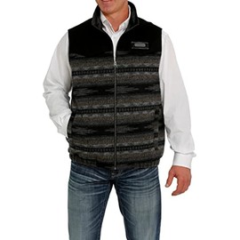 Cinch Men's Southwestern Stripe Concealed Carry Zip-Front Wool Vest Black X-Small