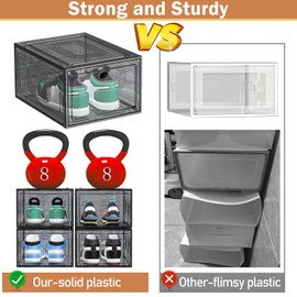caktraie 10 Pack Thicken Shoe Organizer Stackable,Upgraded Sturdy Shoe Storage Box with Magnetic Door,Shoe Containers For Sneaker Display,Hat Organizer,Black…